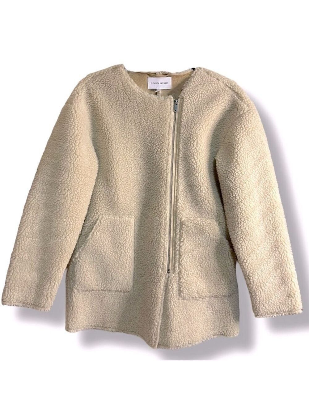 Teddy Jacket Sherpa Sand Tan Zip Jacket Women’s Size XS Oversized